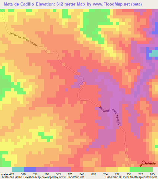 Mata de Cadillo,Dominican Republic Elevation Map