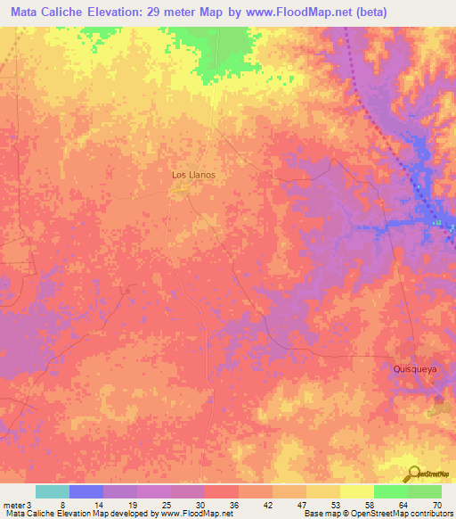 Mata Caliche,Dominican Republic Elevation Map