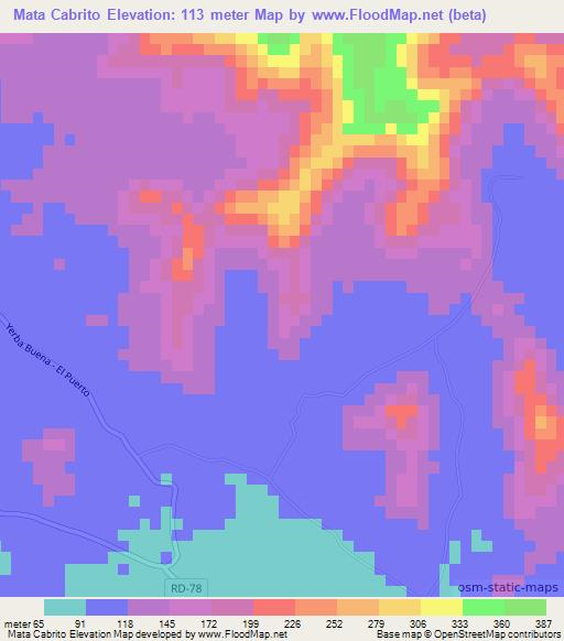 Mata Cabrito,Dominican Republic Elevation Map