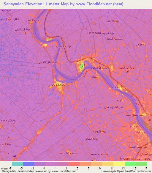 Sanayadah,Egypt Elevation Map