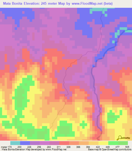 Mata Bonita,Dominican Republic Elevation Map