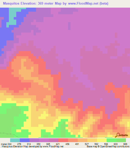 Masquitos,Dominican Republic Elevation Map