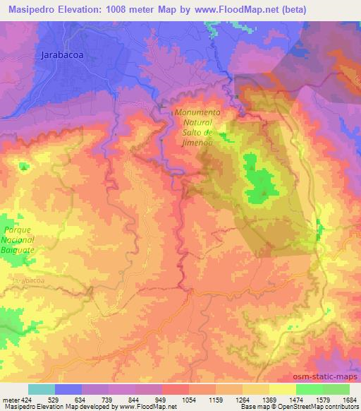 Masipedro,Dominican Republic Elevation Map