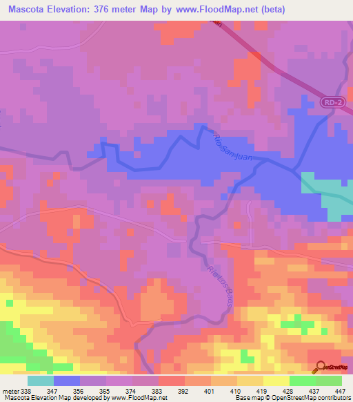 Mascota,Dominican Republic Elevation Map