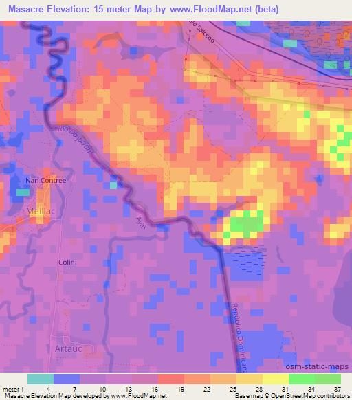 Masacre,Dominican Republic Elevation Map