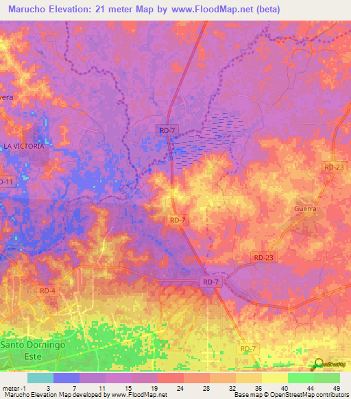 Marucho,Dominican Republic Elevation Map