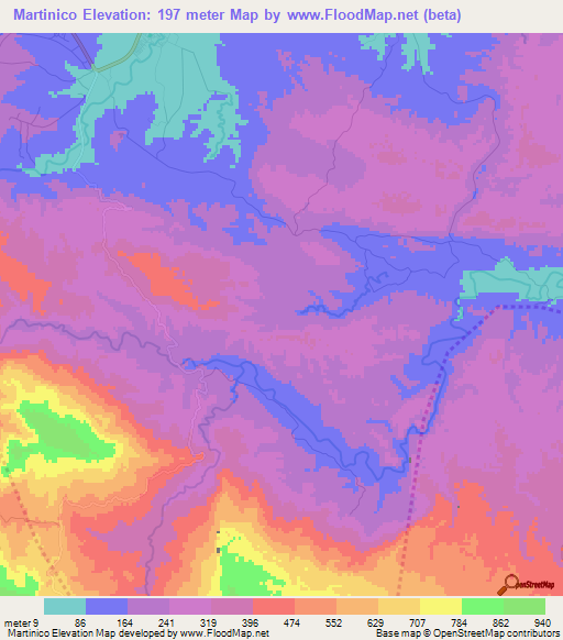 Martinico,Dominican Republic Elevation Map