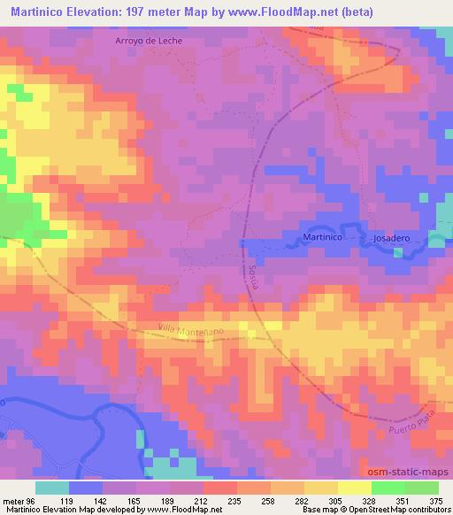 Martinico,Dominican Republic Elevation Map