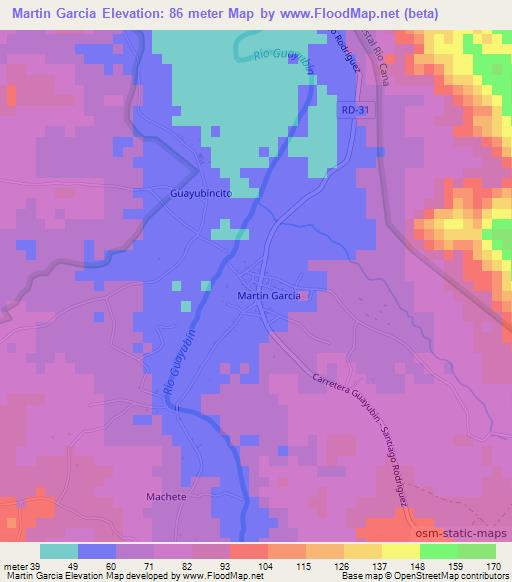 Martin Garcia,Dominican Republic Elevation Map