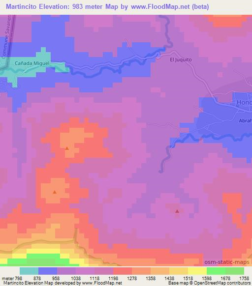 Martincito,Dominican Republic Elevation Map