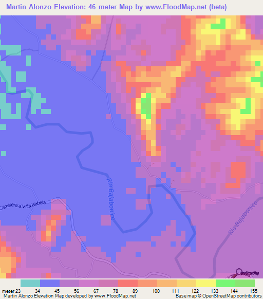 Martin Alonzo,Dominican Republic Elevation Map