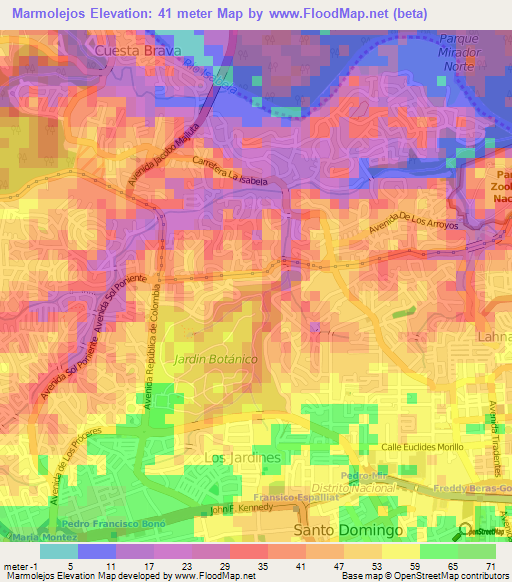 Marmolejos,Dominican Republic Elevation Map