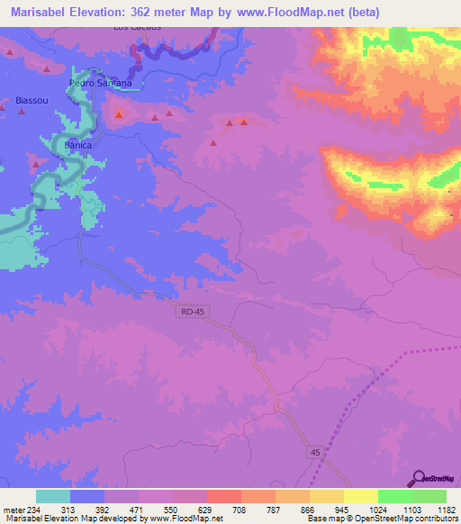 Marisabel,Dominican Republic Elevation Map