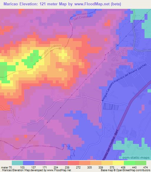 Maricao,Dominican Republic Elevation Map