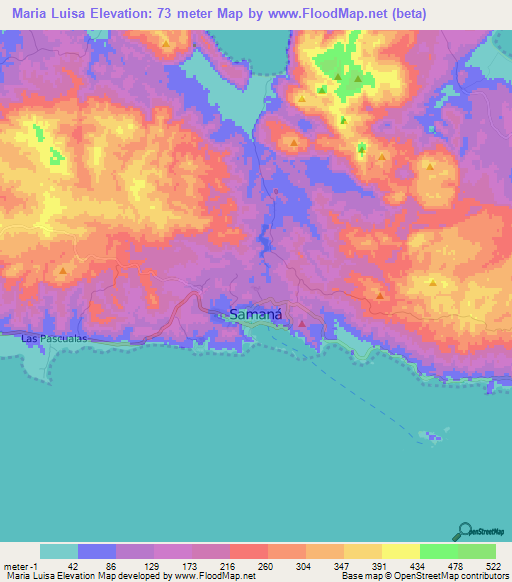 Maria Luisa,Dominican Republic Elevation Map