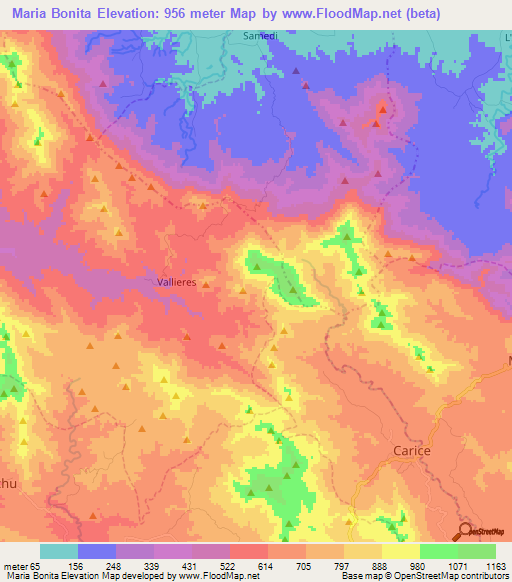 Maria Bonita,Dominican Republic Elevation Map