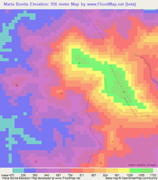 Maria Bonita,Dominican Republic Elevation Map