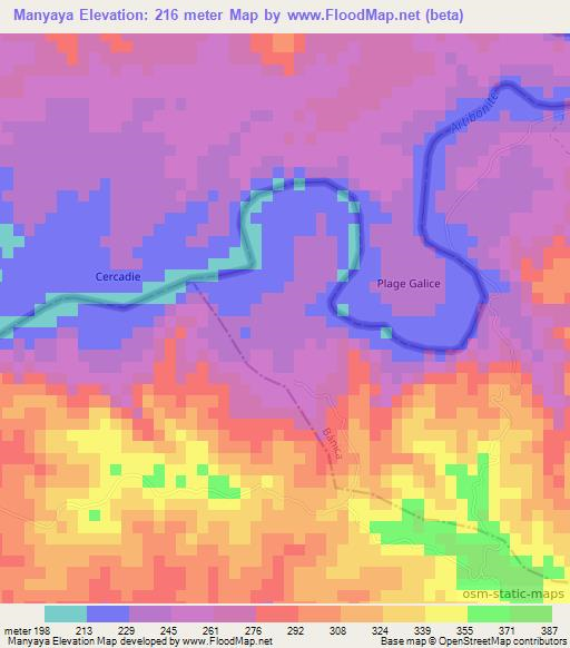 Manyaya,Dominican Republic Elevation Map