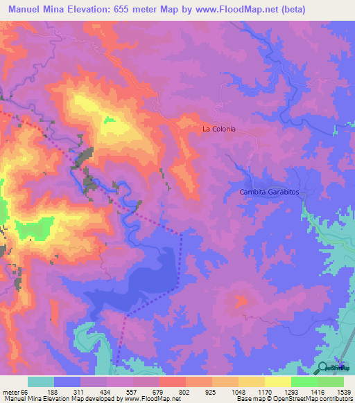 Manuel Mina,Dominican Republic Elevation Map