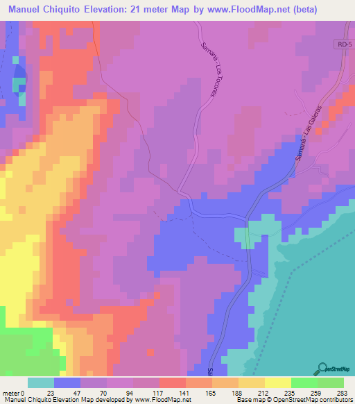 Manuel Chiquito,Dominican Republic Elevation Map