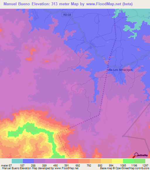 Manuel Bueno,Dominican Republic Elevation Map