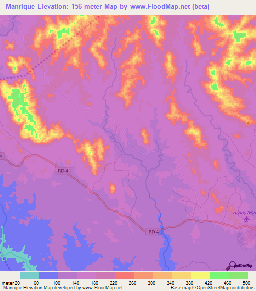 Manrique,Dominican Republic Elevation Map