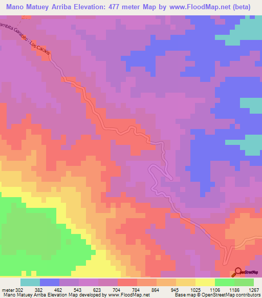 Mano Matuey Arriba,Dominican Republic Elevation Map