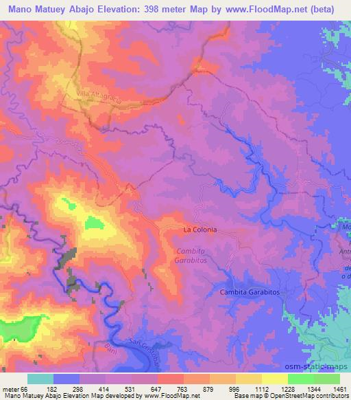 Mano Matuey Abajo,Dominican Republic Elevation Map