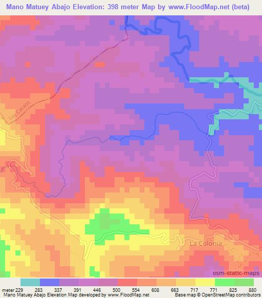 Mano Matuey Abajo,Dominican Republic Elevation Map