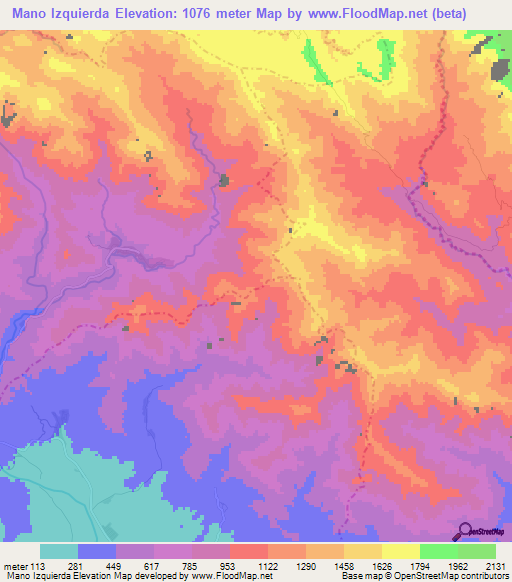 Mano Izquierda,Dominican Republic Elevation Map