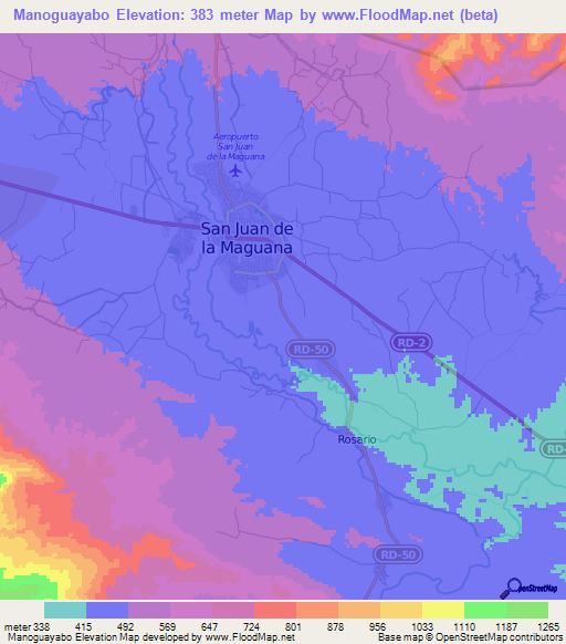 Manoguayabo,Dominican Republic Elevation Map