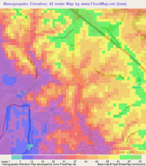 Manoguayabo,Dominican Republic Elevation Map