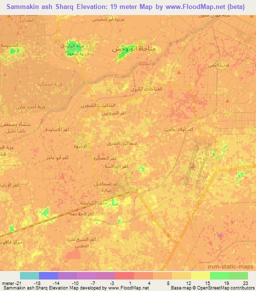 Sammakin ash Sharq,Egypt Elevation Map