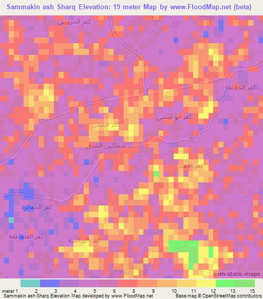 Sammakin ash Sharq,Egypt Elevation Map