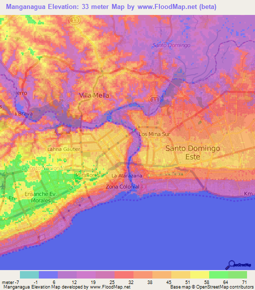 Manganagua,Dominican Republic Elevation Map