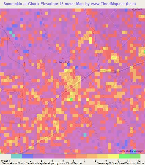 Sammakin al Gharb,Egypt Elevation Map