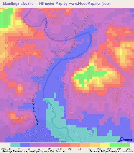 Mandinga,Dominican Republic Elevation Map