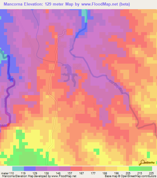 Mancorna,Dominican Republic Elevation Map