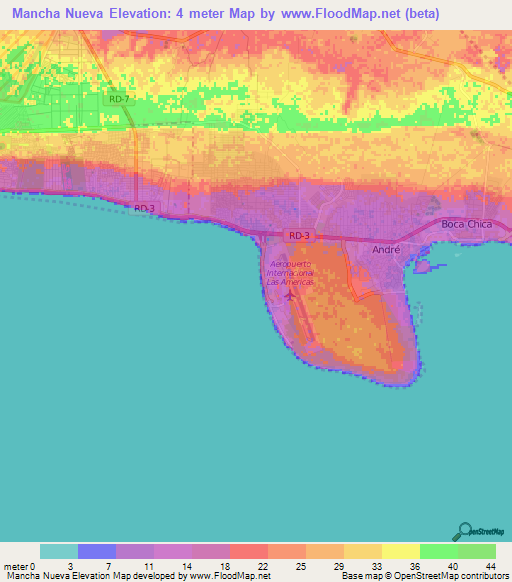 Mancha Nueva,Dominican Republic Elevation Map