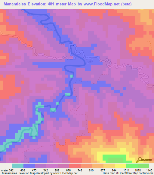 Manantiales,Dominican Republic Elevation Map