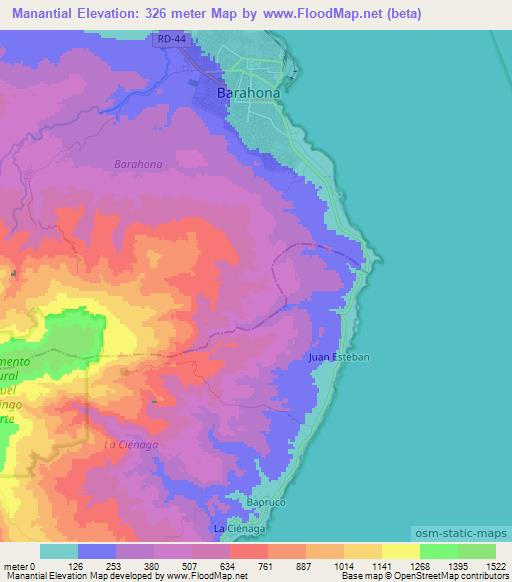 Manantial,Dominican Republic Elevation Map