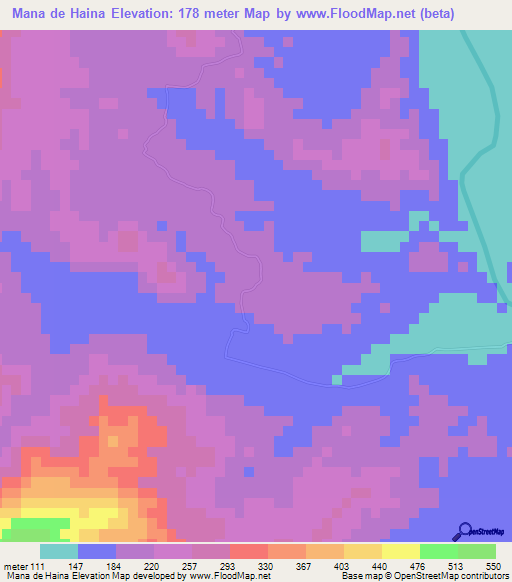 Mana de Haina,Dominican Republic Elevation Map