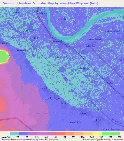 Samhud,Egypt Elevation Map