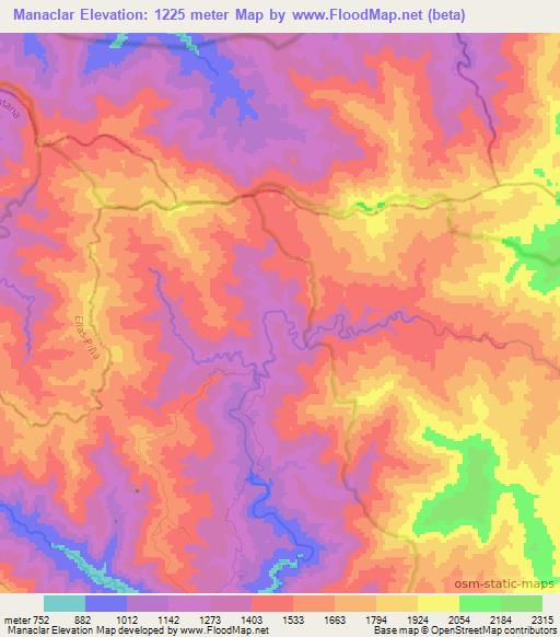 Manaclar,Dominican Republic Elevation Map