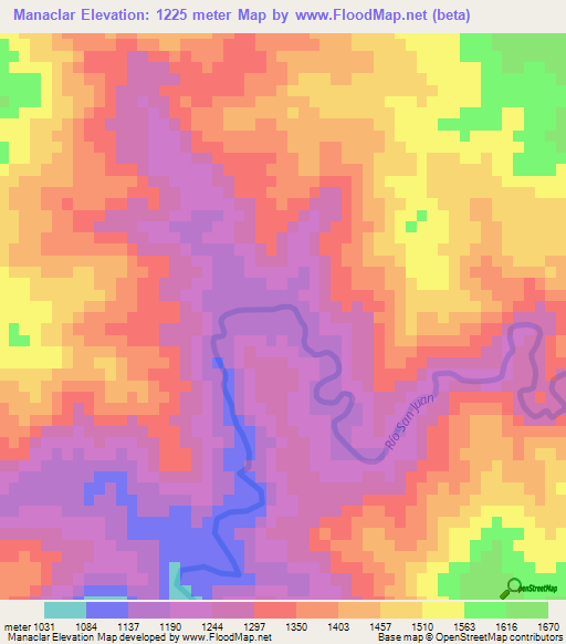 Manaclar,Dominican Republic Elevation Map