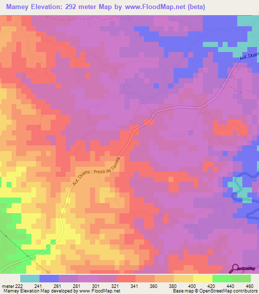 Mamey,Dominican Republic Elevation Map