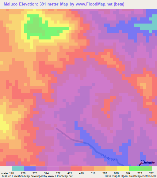 Maluco,Dominican Republic Elevation Map