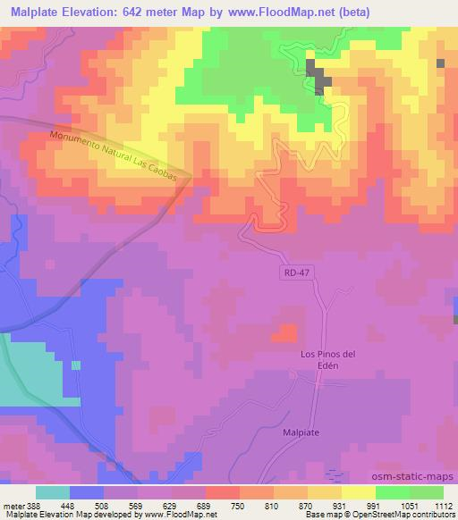 Malplate,Dominican Republic Elevation Map