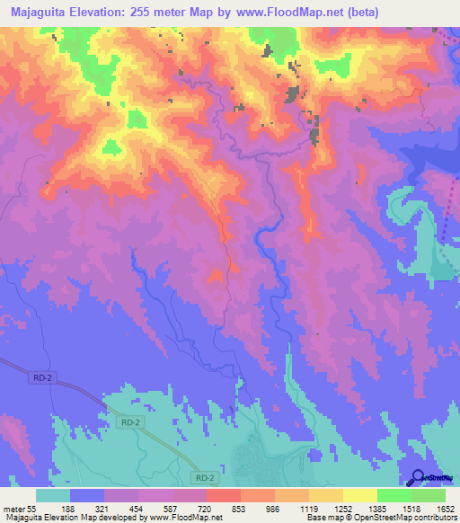 Majaguita,Dominican Republic Elevation Map