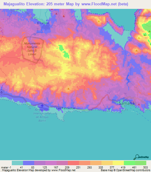 Majagualito,Dominican Republic Elevation Map